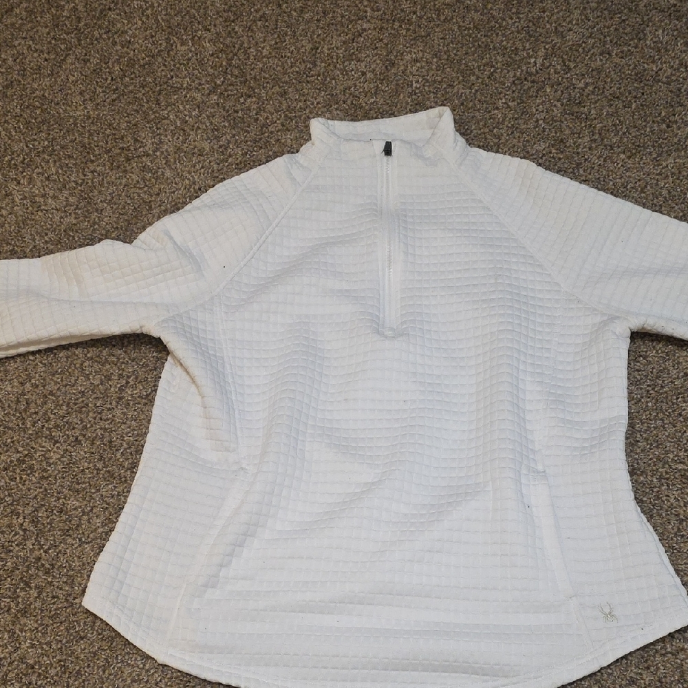Women's White Quarter-Zip Top